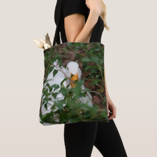 Bolso De Tela Ganso blanco en arbustos animal lindo 