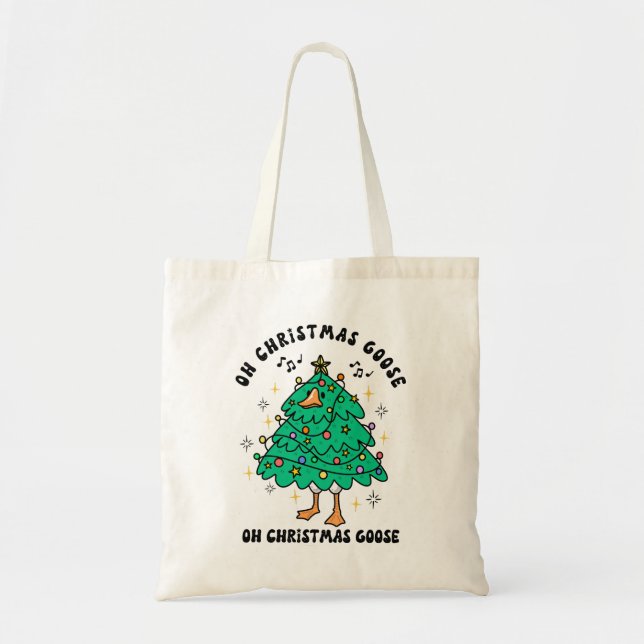 Bolso De Tela Ganso divertido de Navidad (Frente)