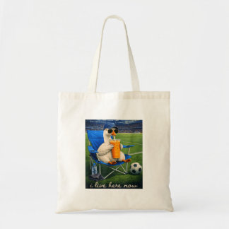 Bolso De Tela Ganso Divertido Fútbol Yo Vivo Aquí Ahora