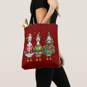 Bolso De Tela Ganso Navideño Antiguo Pato Santa Ganso Tonto