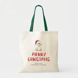 Bolso De Tela Ganso Pato de Navidad Personalizado Acuarela