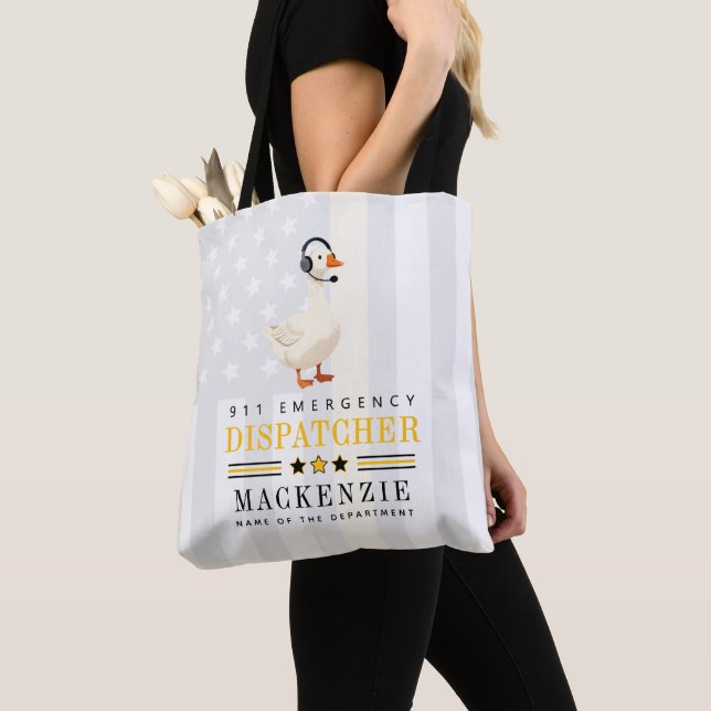 Bolso De Tela Ganso personalizado de despacho 911 con auricular (Detalle)