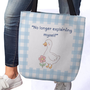 Bolso De Tela Ganso Sassy con Encanto de Cuadros Azules