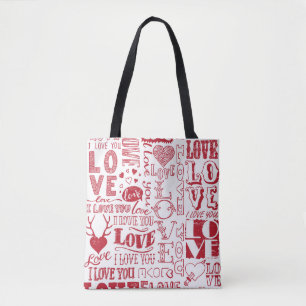 Bolso De Tela garabatos de amor dibujados a mano 