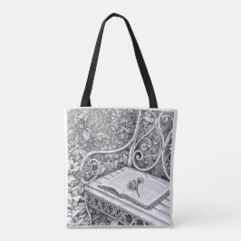 Bolso De Tela Garden Bench & Book Aesthetic Ink Art Tote Bag
