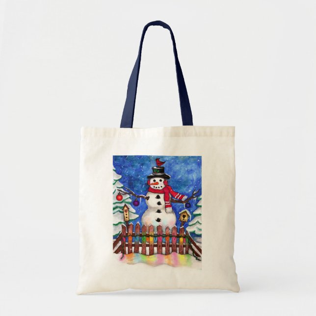 Bolso De Tela Garden Snowman (Frente)