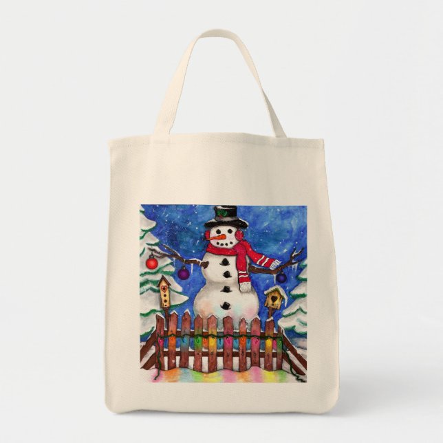 Bolso De Tela Garden Snowman (Frente)