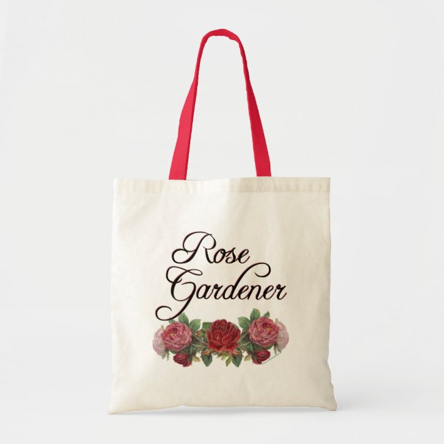 Bolso De Tela Gardener Rosa diciendo con Rosas (Frente)