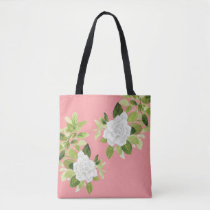 Bolso De Tela Gardenia cabo jazmín flor floral acuarela