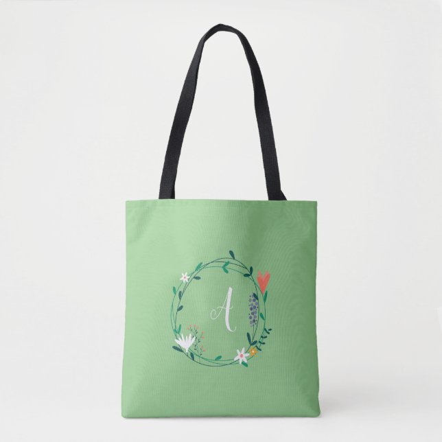 Bolso De Tela Garland floral de primavera fresca personalizado (Anverso)