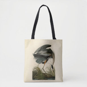 Bolso De Tela Garza azul grande de Audubon Marsh Bird