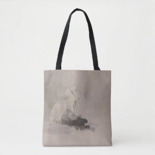 Bolso De Tela Garzas en la orilla del agua por Watanabe Seitei