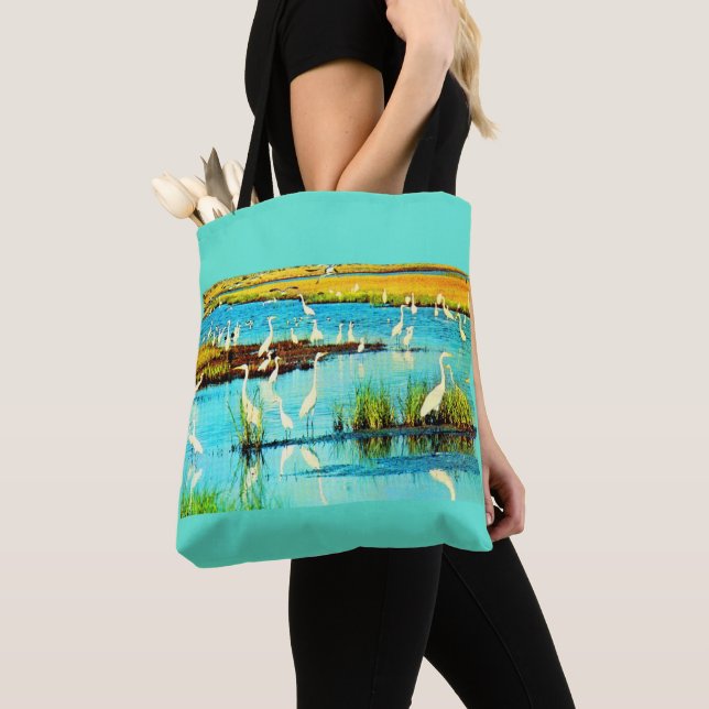 Bolso De Tela garzas nevadas (Detalle)