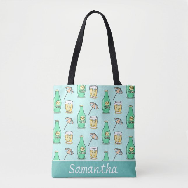 Bolso De Tela Gaseosa linda y parasol de playa veraniego (Anverso)