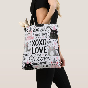 BOLSO DE TELA GASTOS DE MICE Y KISSES DE LA VALENTINA GRIS NEGRO