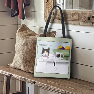 Bolso De Tela Gata Calico Actitud Cocina de Gatos