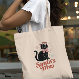 Bolso De Tela Gata linda de Navidad, diva de Santa para ella