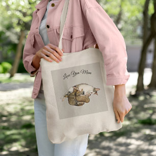 Bolso De Tela Gata madre adorable amamantando a sus pequeños gat