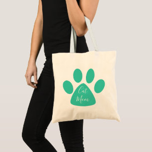 Bolso De Tela Gata Mamá Huella de Pata Verde