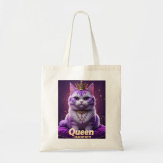 Bolso De Tela Gata Real Purpúrea – Reina, Escucha el Ronroneo de