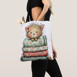 BOLSO DE TELA GATITO ADORABLE Y ORIGINAL CON TEMA DE VERANO