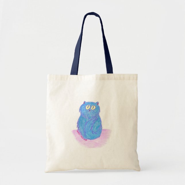 Bolso De Tela Gatito Azul (Frente)