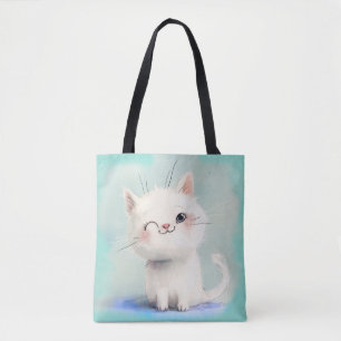 Bolso De Tela Gatito blanco lindo