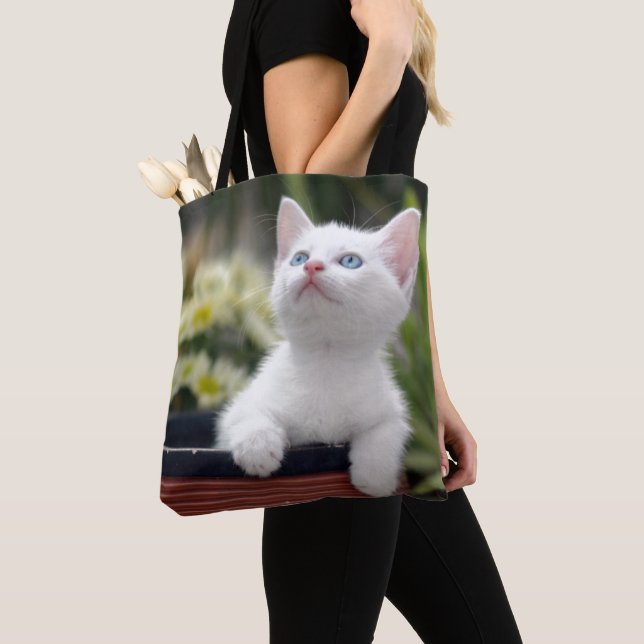 Bolso De Tela Gatito blanco turco (Detalle)