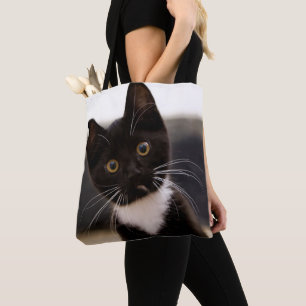 Bolso De Tela Gatito blanco y negro lindo del smoking