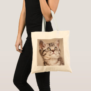 Bolso De Tela Gatito británico gris lindo del pelo corto (Tabby