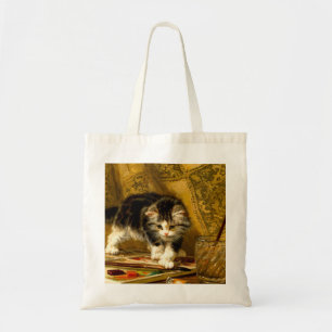 Bolso De Tela Gatito con pintura y brochas