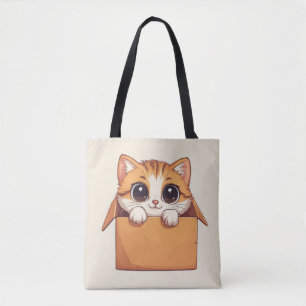 Bolso De Tela Gatito de dibujos animados adorable con ojos grand
