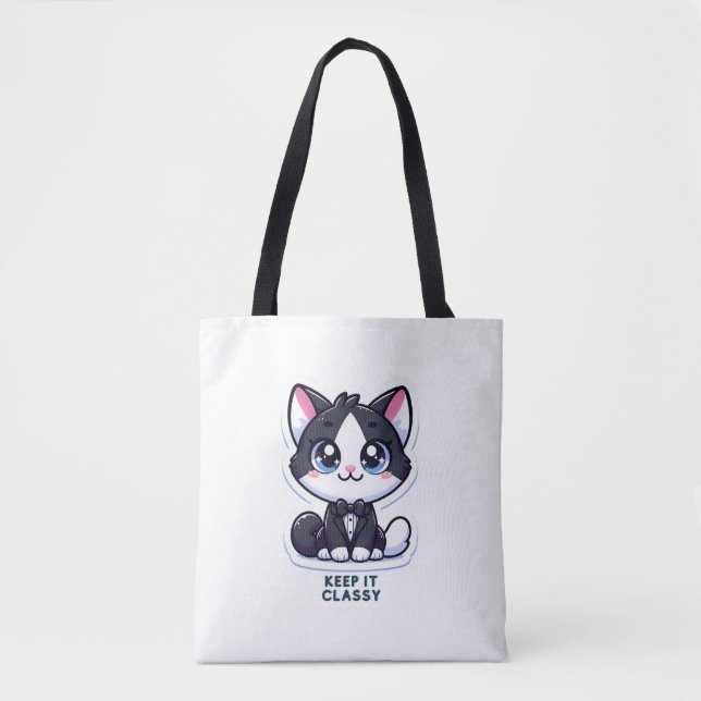 Bolso De Tela gatito de esmoquin mantener su clase (Anverso)
