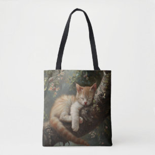 Bolso De Tela Gatito durmiendo en una cosecha de árbol