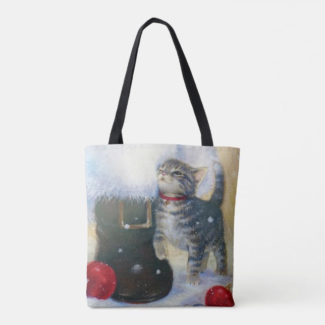 Bolso De Tela Gatito en el arranque de Santa (Reverso)