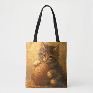 Bolso De Tela Gatito Esponjoso con Bola de Hilo – Impresionista