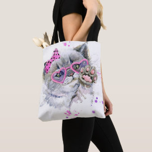 Bolso De Tela Gatito lindo de la acuarela