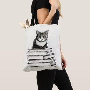 Bolso De Tela Gatito lindo en los libros