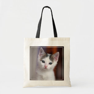 Bolso De Tela Gatito manchado blanco