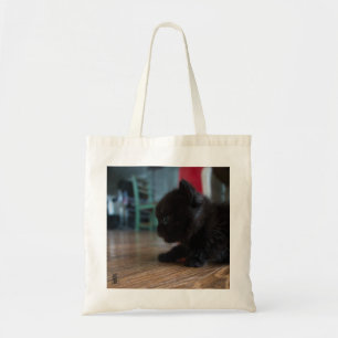 Bolso De Tela Gatito negro de cerca