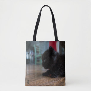 Bolso De Tela Gatito negro de cerca