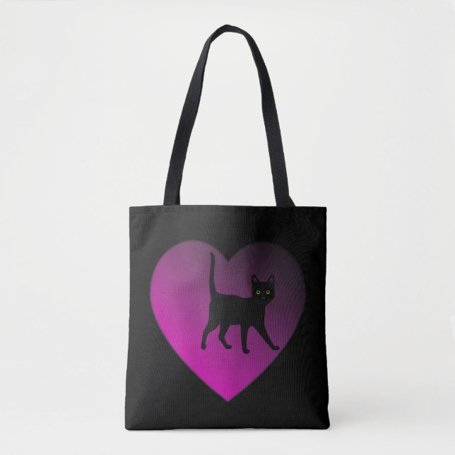 Bolso De Tela Gatito negro en tu corazón, gato negro (Anverso)