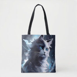Bolso De Tela Gatito negro y blanco místico | Gato acuático