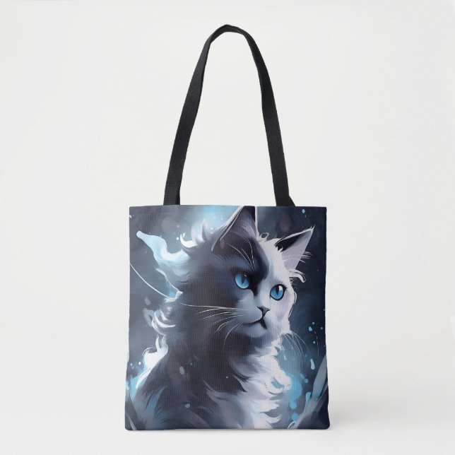 Bolso De Tela Gatito negro y blanco místico | Gato acuático (Anverso)