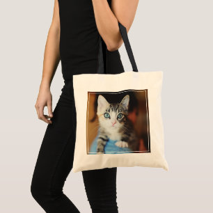 Bolso De Tela Gatito observado azul brillante