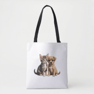 Bolso De Tela Gatito y cachorro