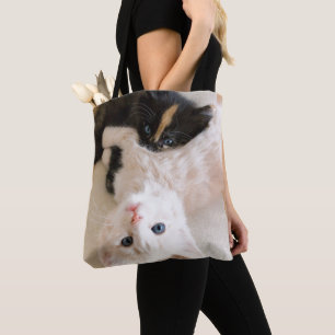 Bolso De Tela Gatitos blancos y negros
