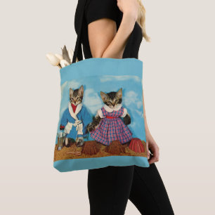 Bolso De Tela gatitos de mesa jugando en la playa