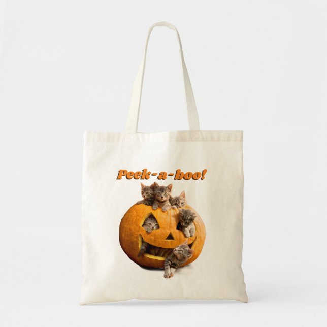Bolso De Tela Gatitos en Jack-o-Lantern (Frente)