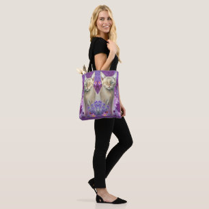 Bolso De Tela Gatitos gemelos siameses de ojos extraños